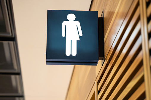 Genderless Public Restroom Sign. Gender Neutral Toilet