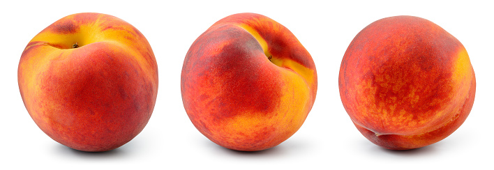 Peach isolated. Peach on white background. Collection with clipping path. Full depth of field.
