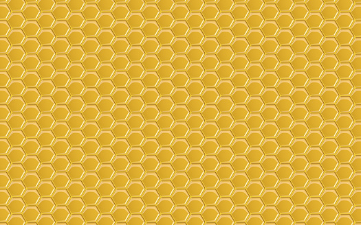 Honey Hexagonal Yellow background 3D rendering