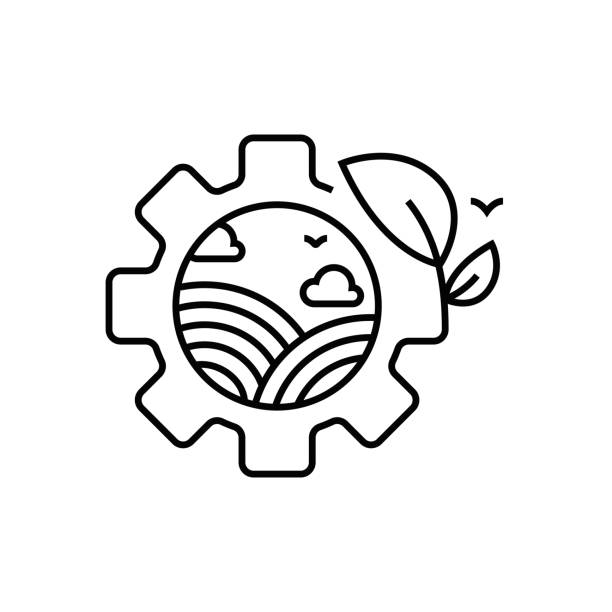 Agricultural engineering line icon vector art illustration