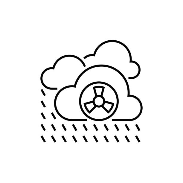 illustrazioni stock, clip art, cartoni animati e icone di tendenza di icona della linea di pioggia acida - acid rain