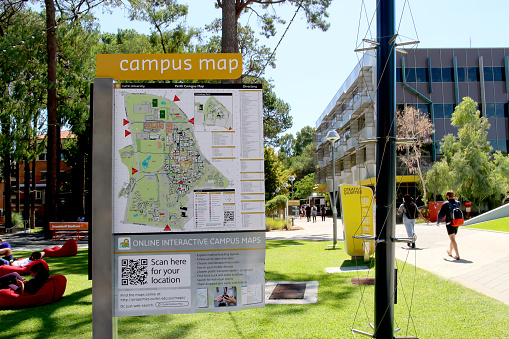 Perth, Australia - March 23, 2022: Students on campus at Curtin University