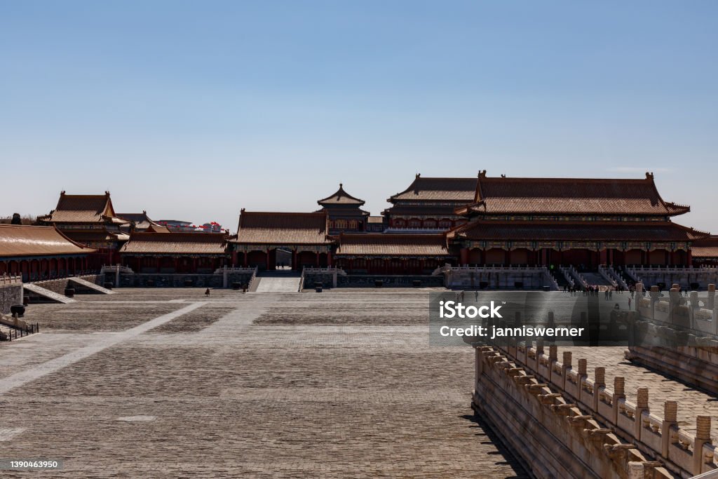 Forbidden City Giant open spaces of the Forbidden City in Beijing, China in March 2018. Ancient Stock Photo