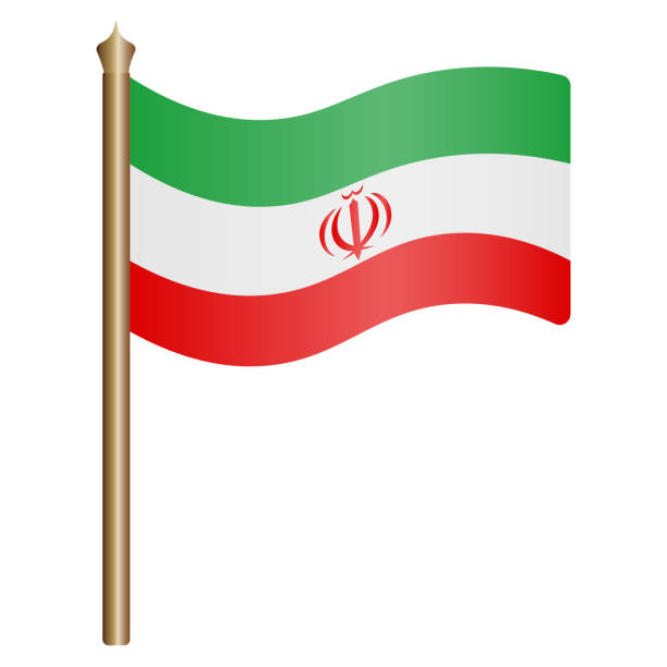 Iranian flag. Color vector illustration. The fabric is decorated with the state emblem of the Islamic Republic of Iran. The national symbol of the state develops in the wind. Political themes. Flat style. Isolated background. Iranian flag. Color vector illustration. The fabric is decorated with the state emblem of the Islamic Republic of Iran. The national symbol of the state develops in the wind. Political themes. Flat style. Isolated background. Political themes. Idea for educational literature, web design. strategic themes stock illustrations