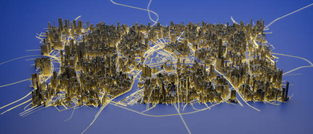 Techno mega city; urban and futuristic technology concepts, original 3d rendering