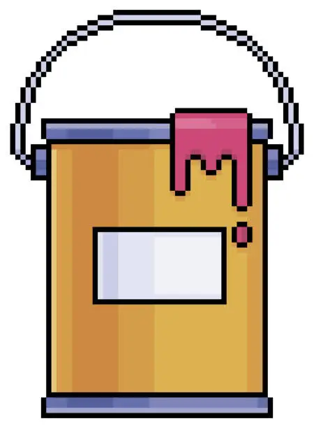 Vector illustration of Pixel art paint can vector icon for 8bit game