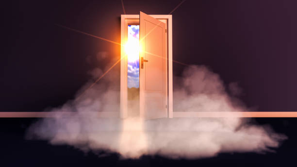 istock a foggy mysterious door (3d rendering) 1390479994