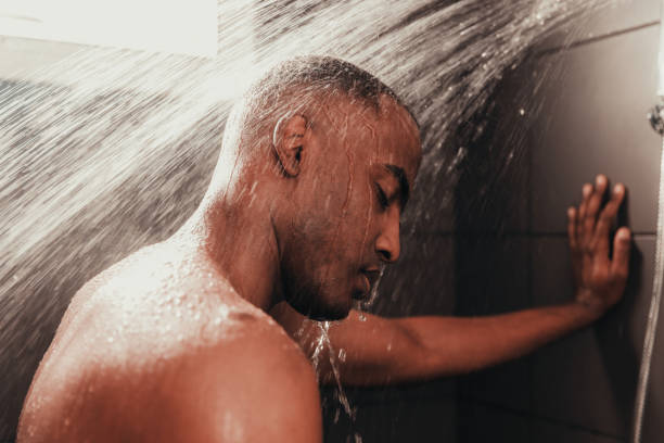 istock Relaxing shower, fresh, ready for the day. 1390480882