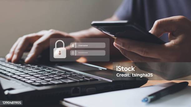Multifactor Authentication User Login Cybersecurity Privacy Protect Data Internet Network Security Technology Encrypted Data Personal Online Privacy Cyber Hacker Threat Stock Photo - Download Image Now