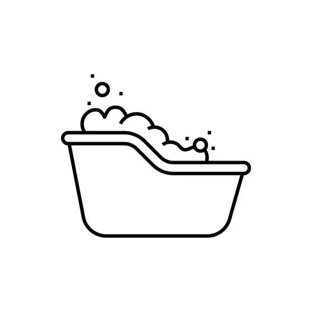 Vector illustration of Baby bathtub line icon