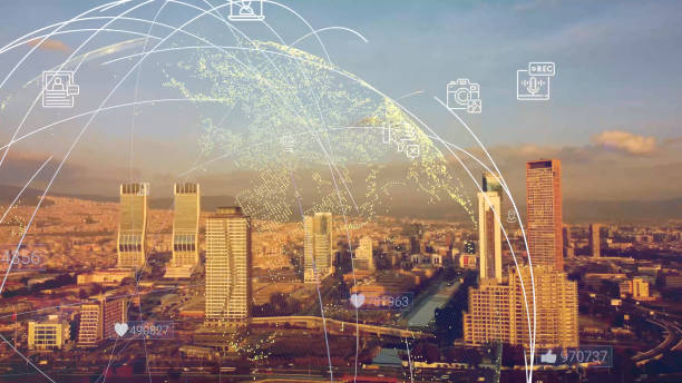 istock Smart city and communication network concept. 5G. LPWA Low Power Wide Area. Wireless communication. 1390482242
