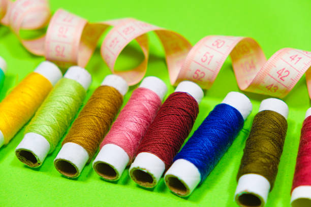 Yarn rope and fabric white background isolated style.