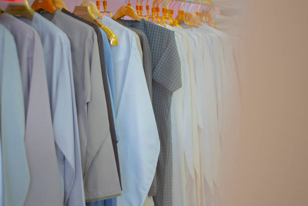 istock Display of various colours muslim clothes for man 1390489455