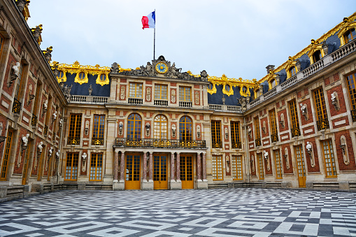 Exterior of the Palace of Versailles is a former royal residence located about 19km west of Paris, France