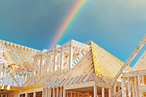 casa de nueva construcción - the end wood timber construction fotografías e imágenes de stock
