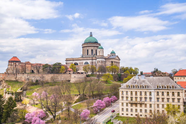Esztergom Basilica in spring stock photo