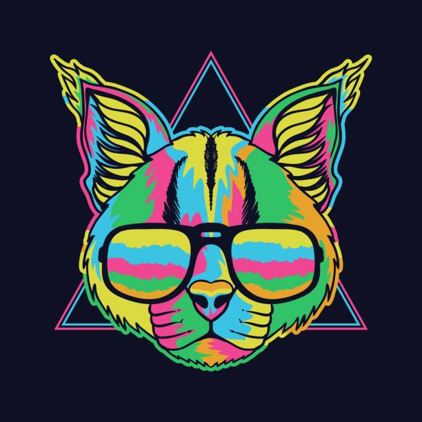 istock Caracal colorful wearing a eyeglasses vector illustration 1390495638