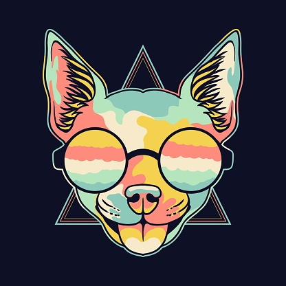 Chihuahua colorful wearing a eyeglasses vector illustration for your company or brand