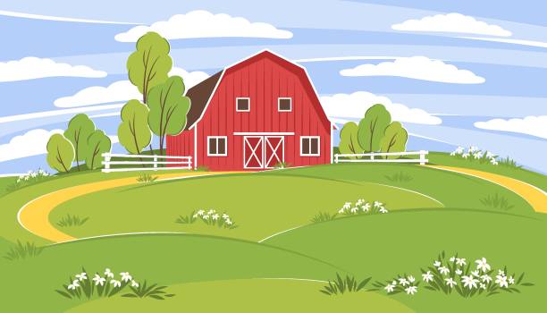 illustrazioni stock, clip art, cartoni animati e icone di tendenza di azienda agricola 01 - farm barn