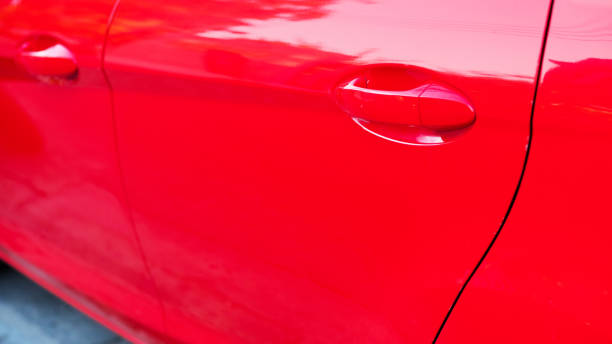 Park Ridge, Illinois, USA - August 29, 2024: 2016 Jaguar F sportscar. Luxury sport car of Jaguar F type. Car of Jaguar F sportscar parked outdoor. Jaguar F, side view.