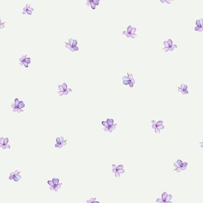 Delicate pattern with lavender flowers, pastel colors, watercolor illustrations
