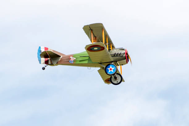 Replica SSpad S.XIII WW1 biplane in French military colors.