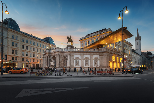 Vienna, Austria - Oct 13, 2019: Albertina Museum at sunset - Vienna, Austria