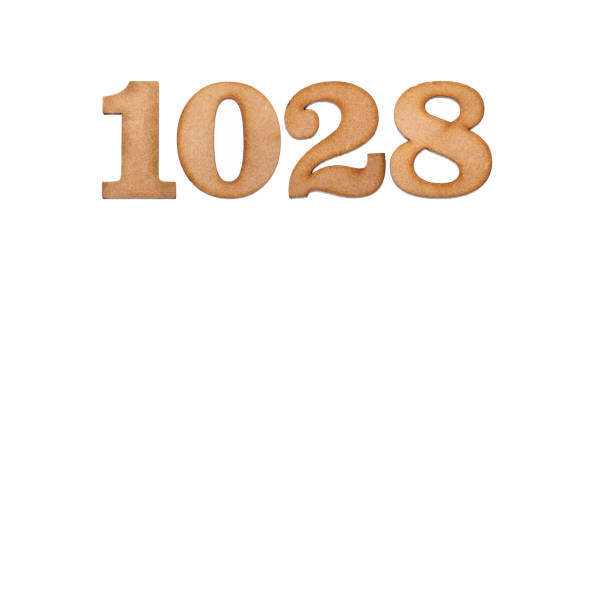 istock Number 1028 in wood, isolated on white background 1390540301