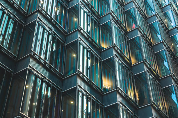 istock Geometric architecture shape, facade of a modern building 1390543465