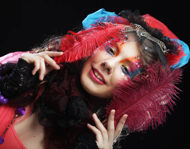 istock Beautiful lady with artistic make-up. Doll style 1390543624