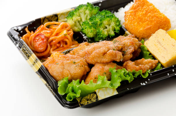 Japanese food, karaage bento, fried chicken lunch box