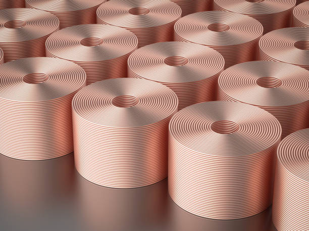 istock Group of rolls of copper wire or bronze cable 1390551587
