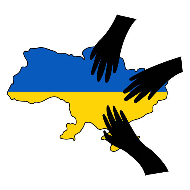 istock Stop War in Ukraine concept vector illustration. Ukrainian flag and map illustration. Save Ukraine from Russia. 1390551916