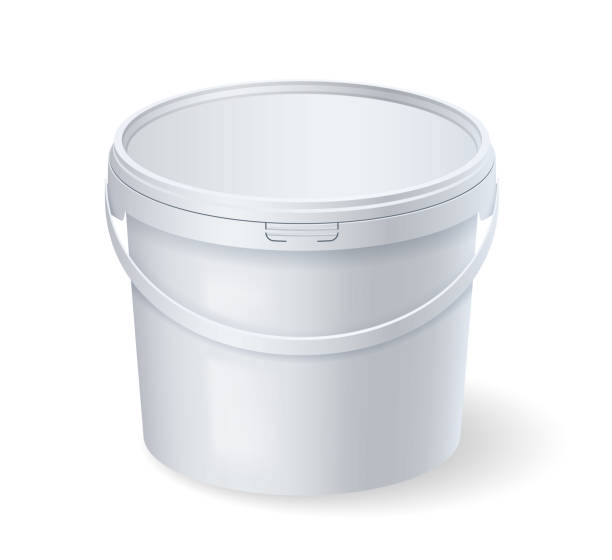 istock White matte plastic bucket for food products, paint, household stuff. Realistic packaging mockup 1390552038