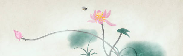 istock Lotus flower Chinese ink painting 1390554542