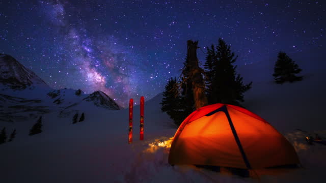 Ski Mountaineering Camping Night Time Lapse