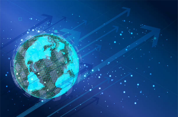 istock Vector. Planet Earth from space. Flickering lights of cities. Map of the mainland. Global communications system and the World Wide Web. Technologies and communications. Globalization. Luminous sphere. 1390561688