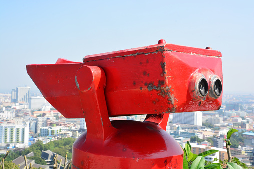 Old Red Binoculars at Khao Phra Tamnak, Pattaya Viewpoint