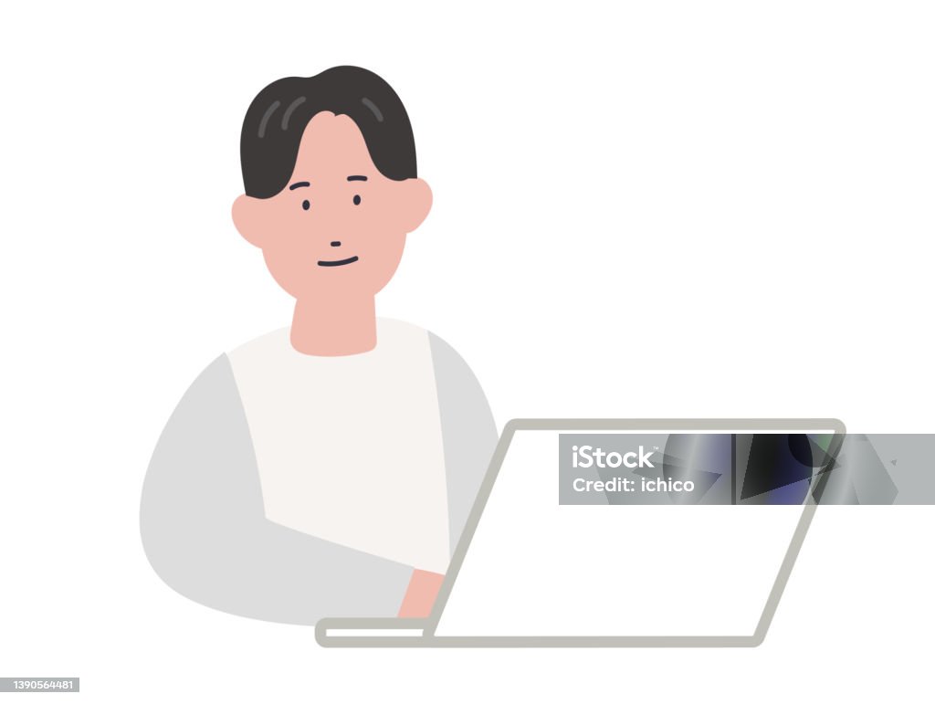 Man Computer Work Graphic Illustration Of A Man Working On A Computer Stock Illustration ...