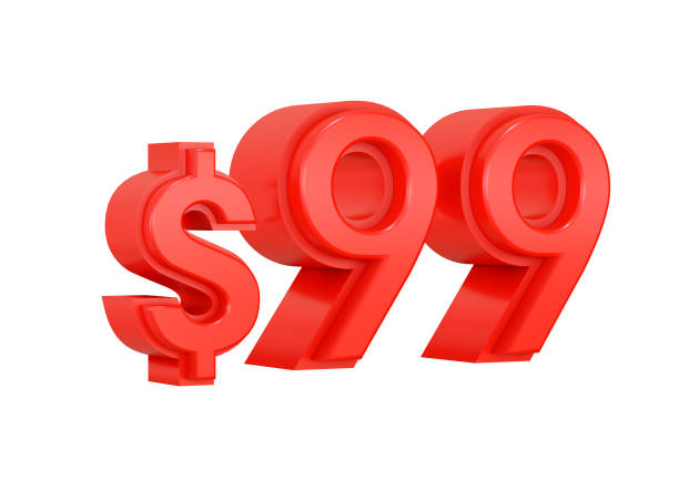 istock Red 99 ninety nine dollars price symbol isolated on white background 1390565450