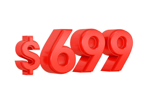 istock Red 699 dollars price symbol isolated on white background 1390565476