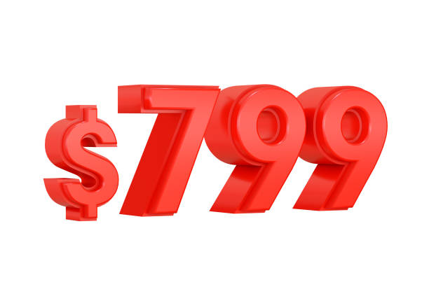 istock Red 799 dollars price symbol isolated on white background 1390565478