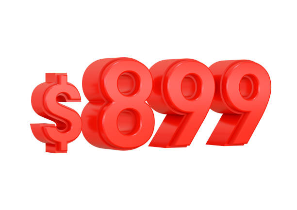 istock Red 899 dollars price symbol isolated on white background 1390565480