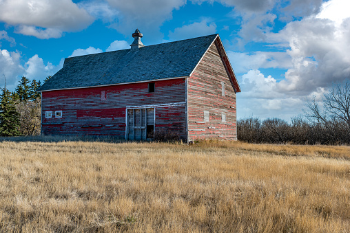 An abandoned barn on the prairies in Saskatchewan