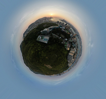 Hong Kong building cityscape in little planet format