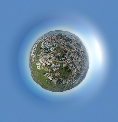 Hong Kong building cityscape in little planet format