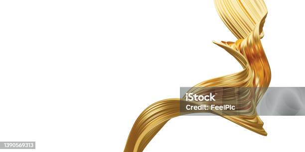 Golden Luxury Metal Texture Wave On White Background With Copy Space 3d Render Stock Photo - Download Image Now