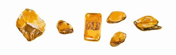 istock set of gold stones and scrolls, orange and yellow gems on white background 1390571724