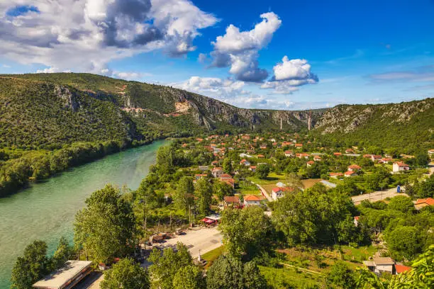 Photo of Emerald waters of Neretva River, view from the castle of Pocitelj