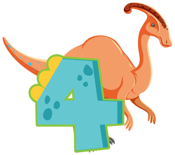 Ilustración de Un Dinosaurio Con La Caricatura Número Cuatro y más Vectores  Libres de Derechos de Actividades recreativas - Actividades recreativas,  Animal, Animal extinto - iStock